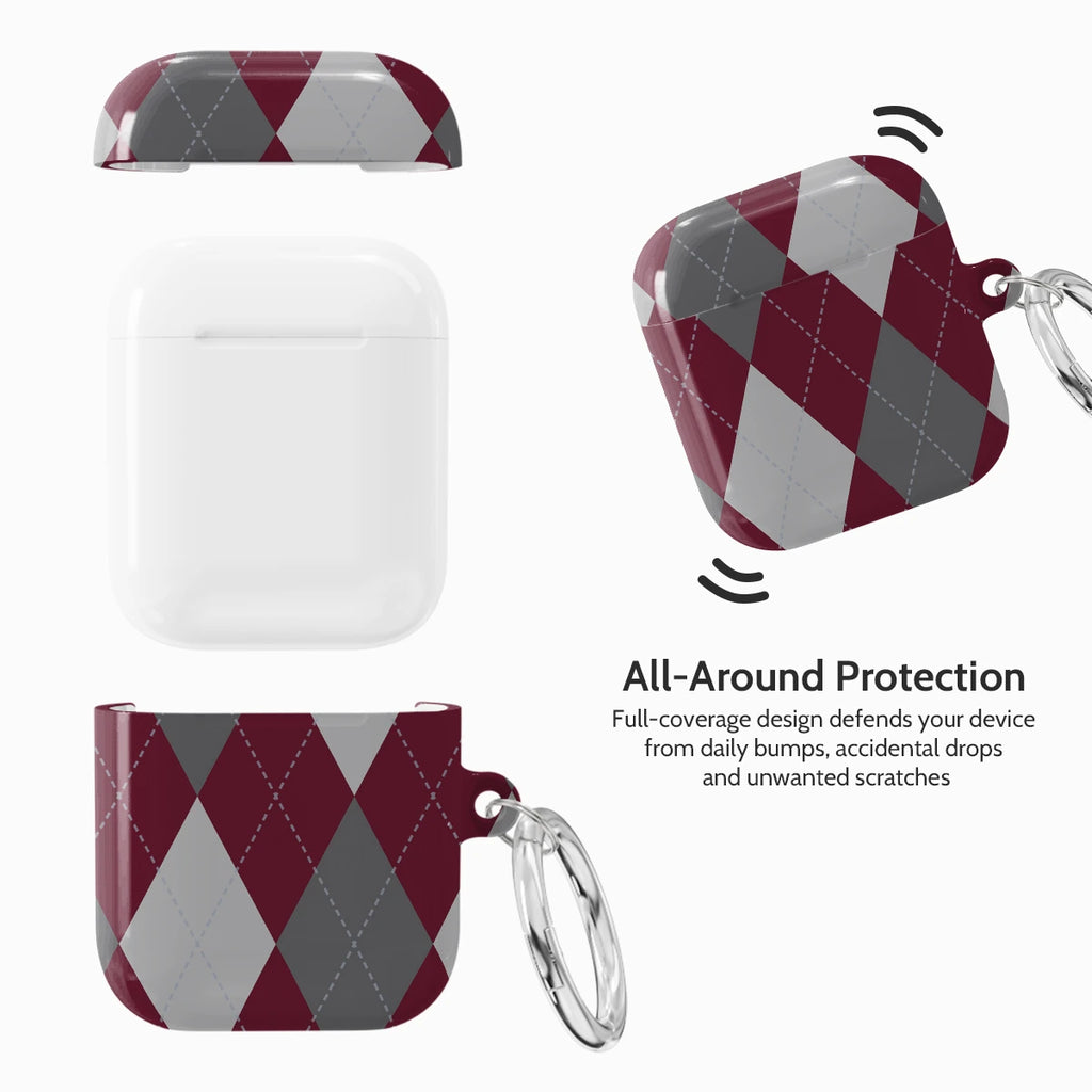 Merlot Argyle - AirPods 1 & 2 Case