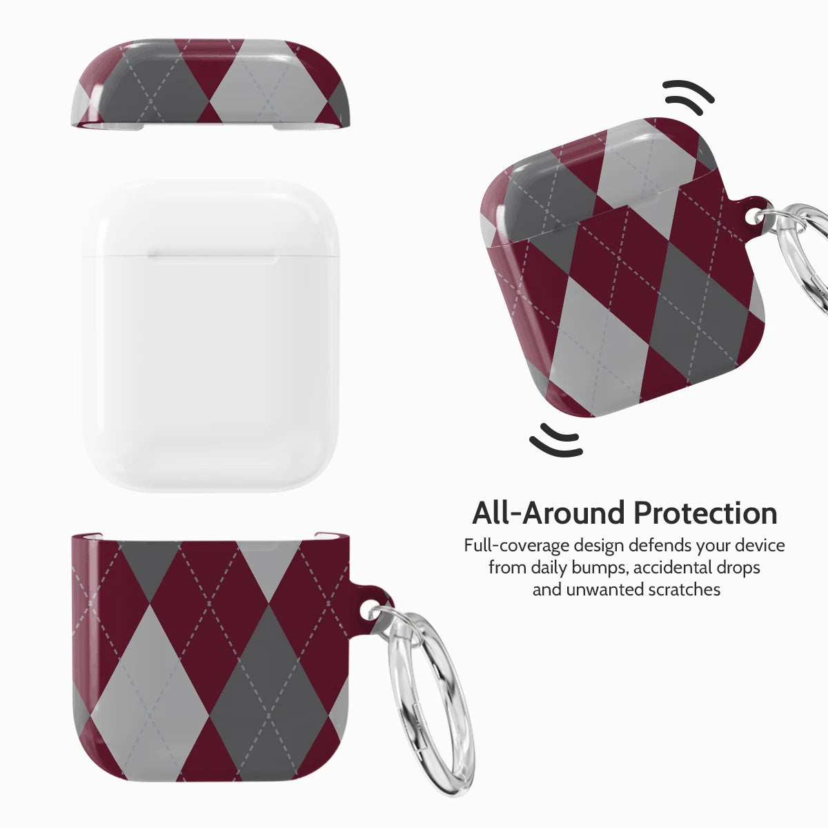 Merlot Argyle - AirPods 1 & 2 Case