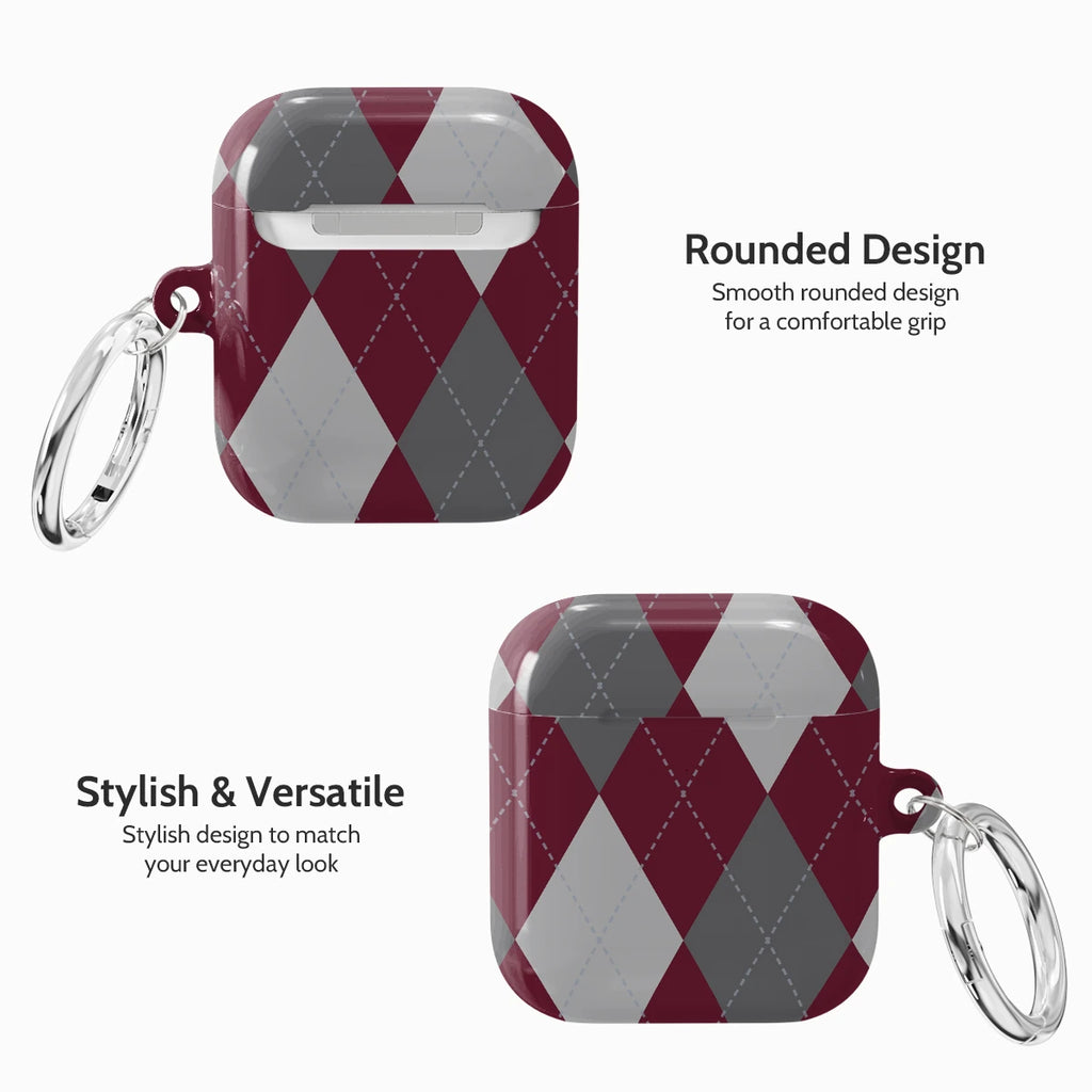 Merlot Argyle - AirPods 1 & 2 Case