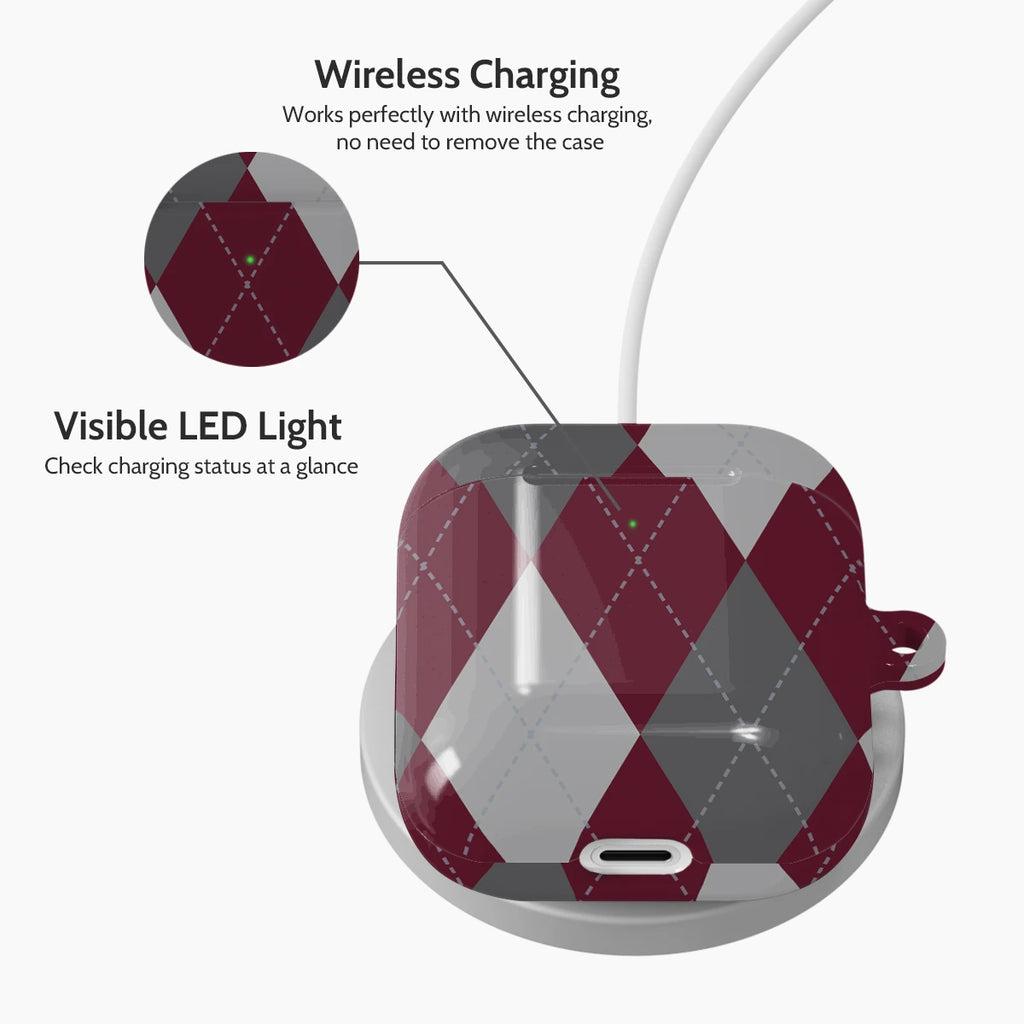 Merlot Argyle - AirPods 1 & 2 Case